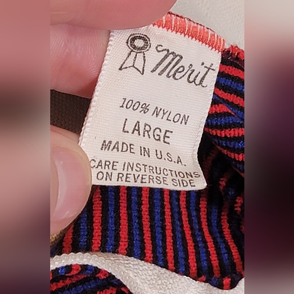 Red, blue and white stripped vintage bodysuit. Has room to stretch. - Picture 8 of 8